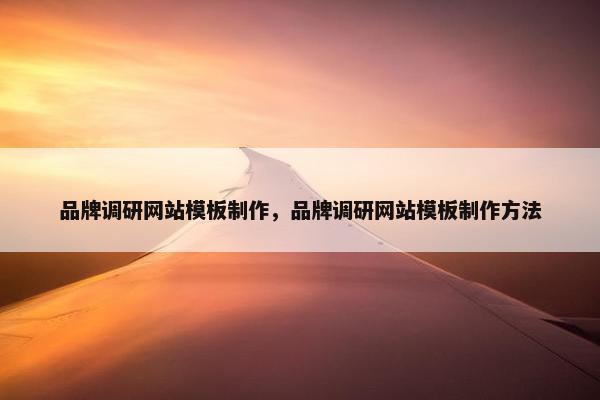 品牌调研网站模板制作，品牌调研网站模板制作方法
