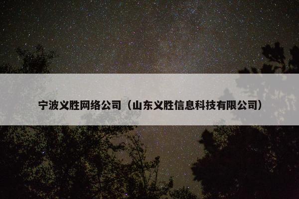 宁波义胜网络公司（山东义胜信息科技有限公司）