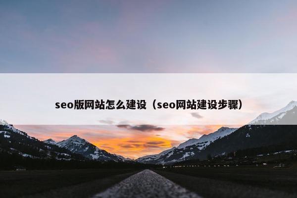 seo版网站怎么建设（seo网站建设步骤）
