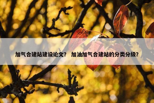 加气合建站建设论文？ 加油加气合建站的分类分级？