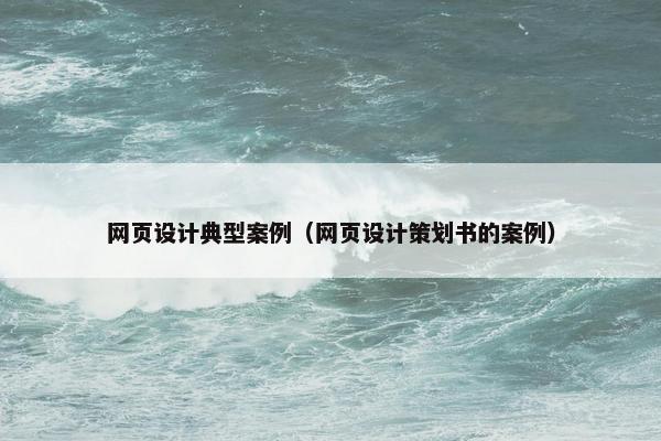 网页设计典型案例（网页设计策划书的案例）