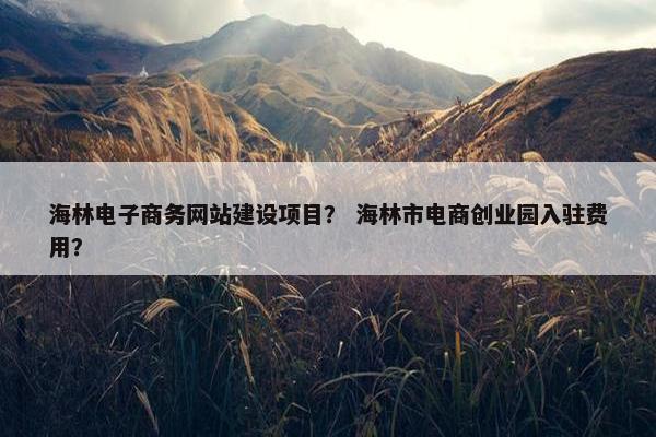 海林电子商务网站建设项目？ 海林市电商创业园入驻费用？