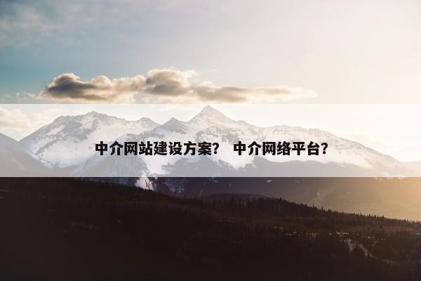 中介网站建设方案？ 中介网络平台？