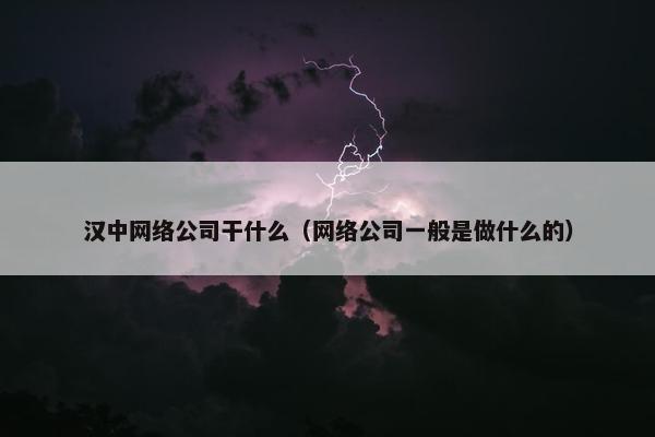 汉中网络公司干什么（网络公司一般是做什么的）