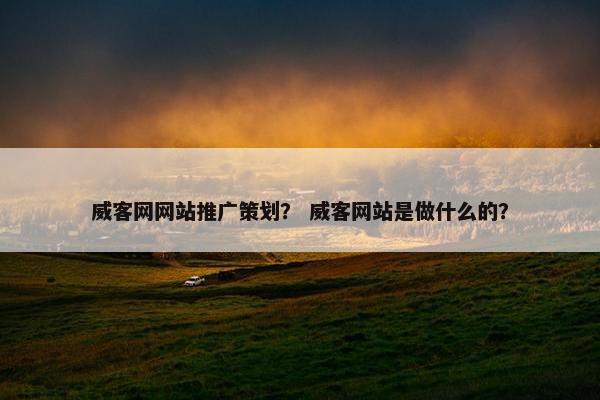 威客网网站推广策划？ 威客网站是做什么的？
