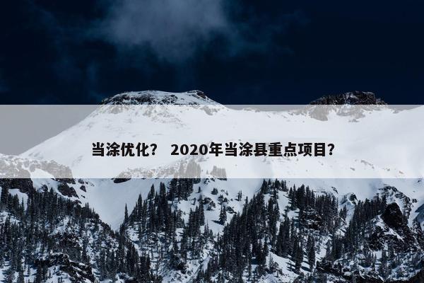 当涂优化？ 2020年当涂县重点项目？