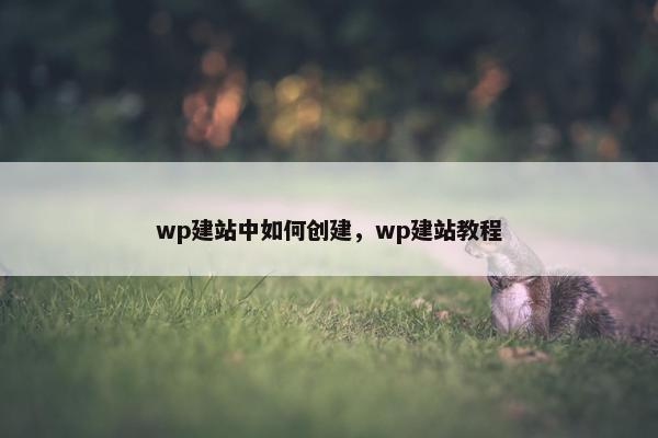 wp建站中如何创建，wp建站教程