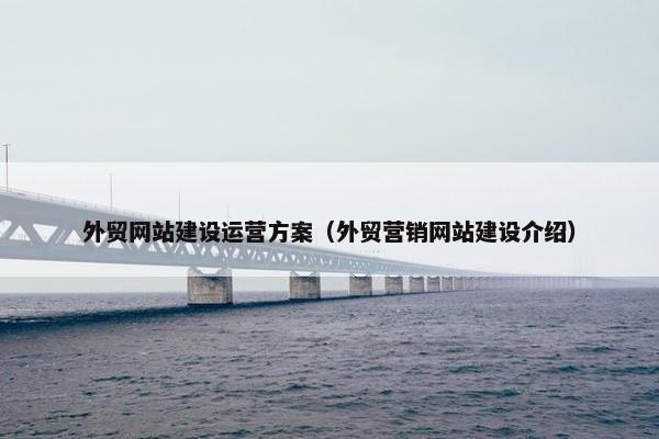 外贸网站建设运营方案（外贸营销网站建设介绍）
