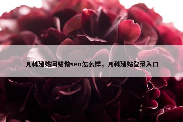 凡科建站网站做seo怎么样，凡科建站登录入口