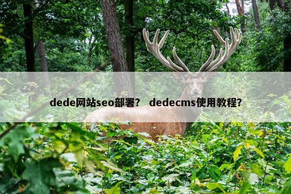 dede网站seo部署？ dedecms使用教程？