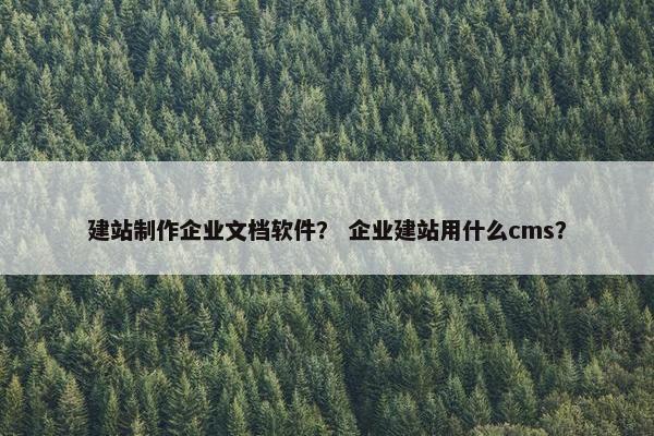建站制作企业文档软件？ 企业建站用什么cms？