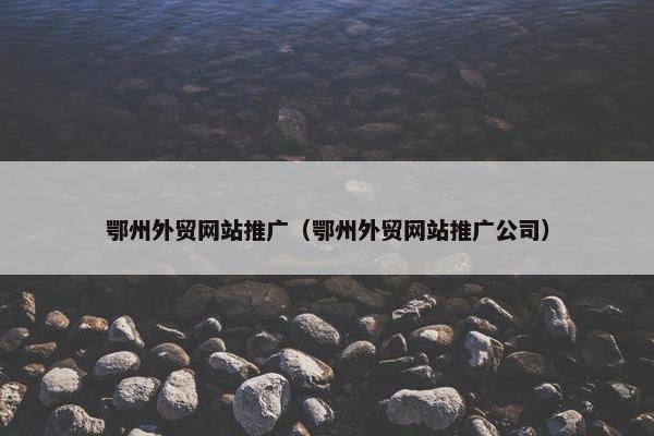 鄂州外贸网站推广（鄂州外贸网站推广公司）