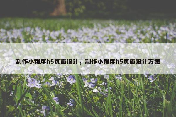 制作小程序h5页面设计，制作小程序h5页面设计方案