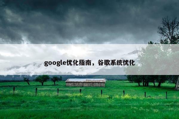 google优化指南，谷歌系统优化