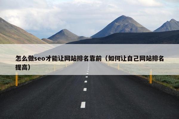 怎么做seo才能让网站排名靠前（如何让自己网站排名提高）