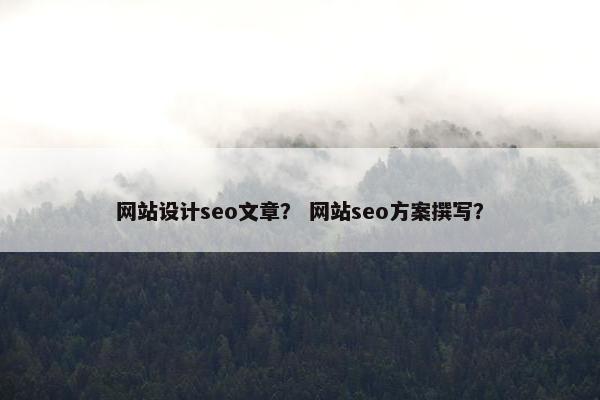 网站设计seo文章？ 网站seo方案撰写？