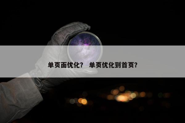 单页面优化？ 单页优化到首页？