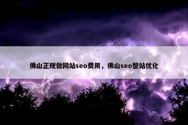 佛山正规做网站seo费用，佛山seo整站优化