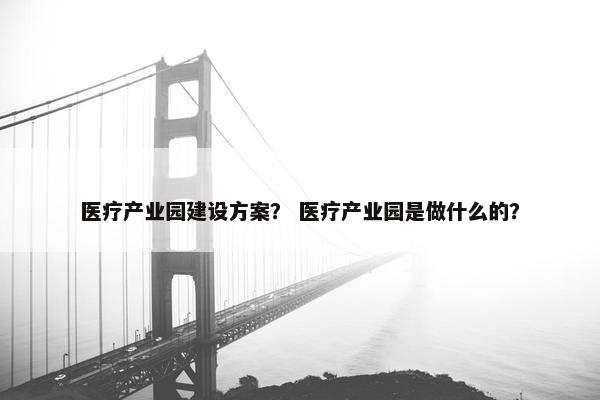 医疗产业园建设方案？ 医疗产业园是做什么的？