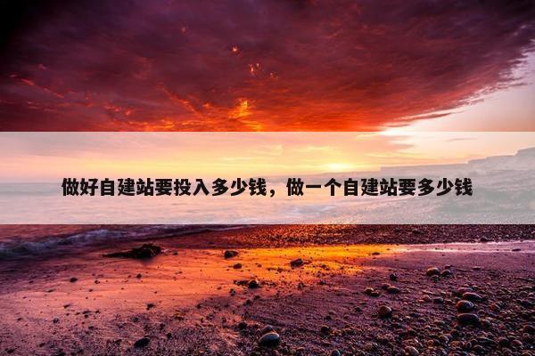 做好自建站要投入多少钱，做一个自建站要多少钱