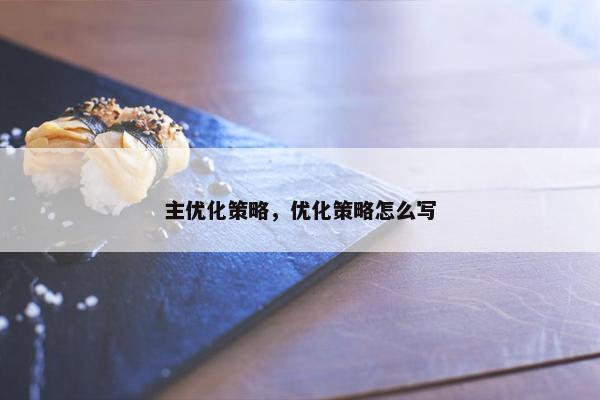 主优化策略，优化策略怎么写