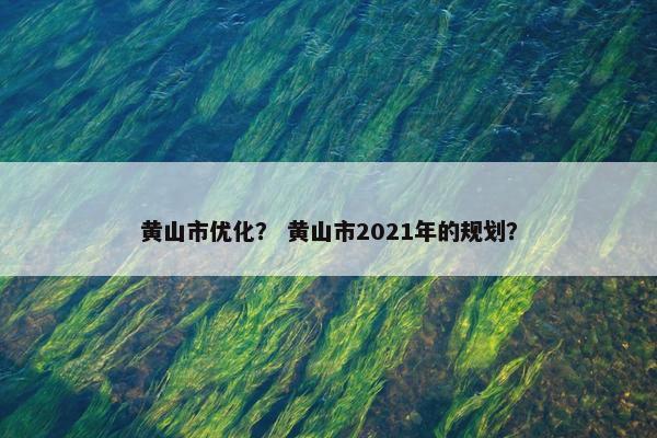 黄山市优化？ 黄山市2021年的规划？