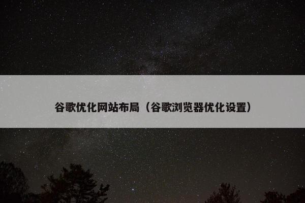 谷歌优化网站布局（谷歌浏览器优化设置）