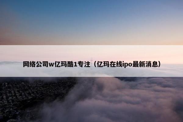 网络公司w亿玛酷1专注（亿玛在线ipo最新消息）