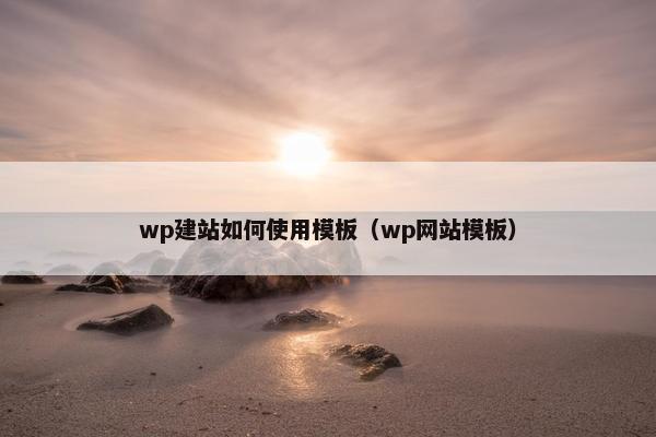 wp建站如何使用模板（wp网站模板）