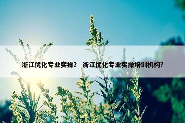 浙江优化专业实操？ 浙江优化专业实操培训机构？