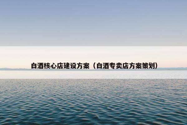白酒核心店建设方案（白酒专卖店方案策划）