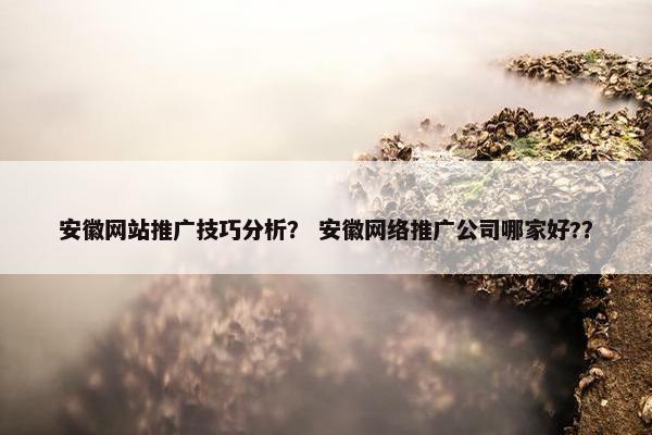 安徽网站推广技巧分析？ 安徽网络推广公司哪家好?？