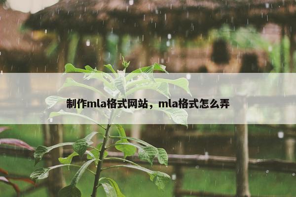 制作mla格式网站，mla格式怎么弄