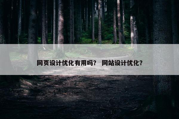 网页设计优化有用吗？ 网站设计优化？