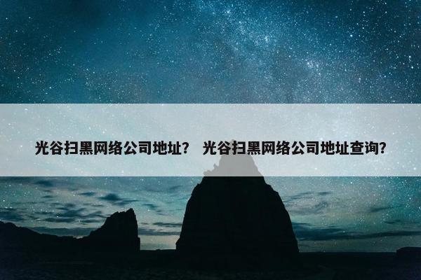光谷扫黑网络公司地址？ 光谷扫黑网络公司地址查询？