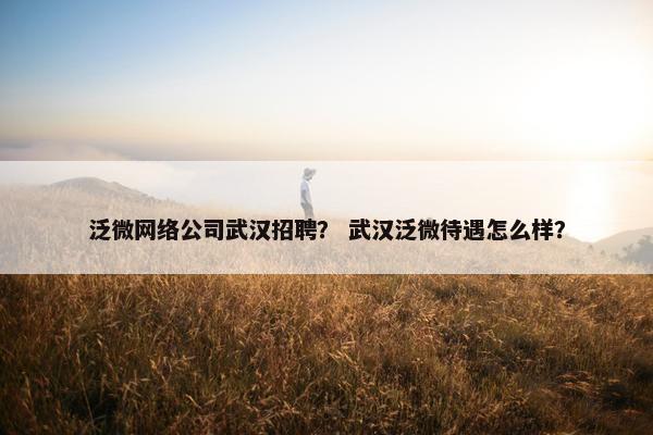 泛微网络公司武汉招聘？ 武汉泛微待遇怎么样？