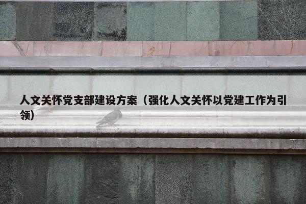 人文关怀党支部建设方案（强化人文关怀以党建工作为引领）