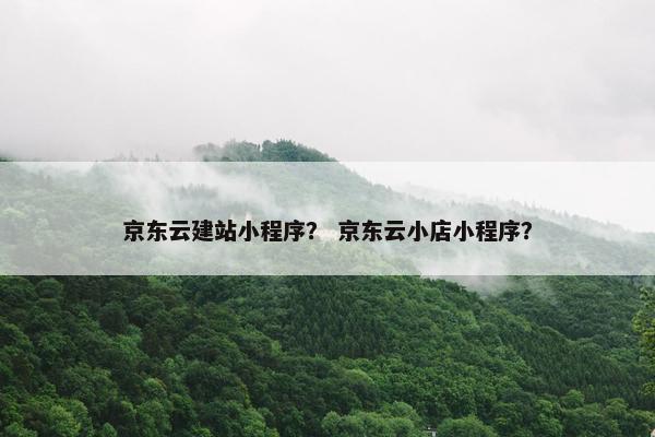 京东云建站小程序？ 京东云小店小程序？