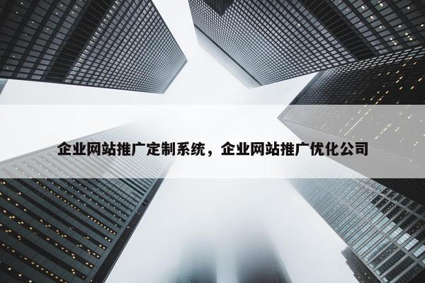 企业网站推广定制系统，企业网站推广优化公司