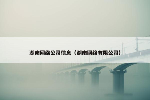 湖南网络公司信息（湖南网络有限公司）