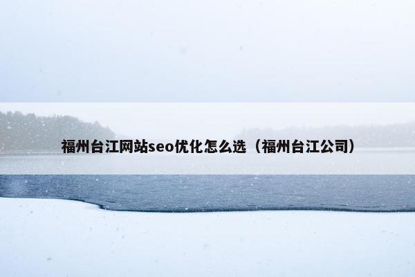福州台江网站seo优化怎么选（福州台江公司）