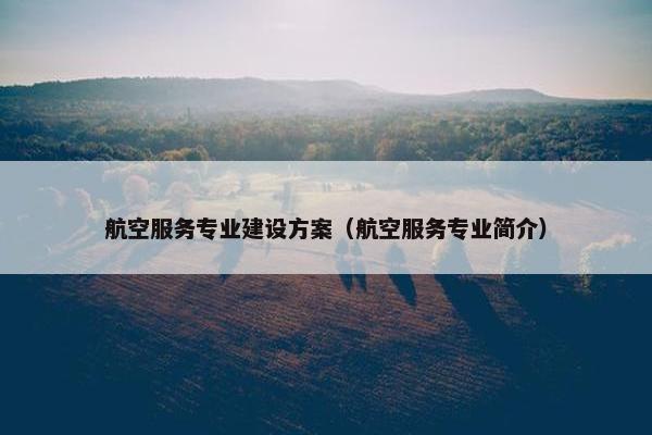 航空服务专业建设方案（航空服务专业简介）