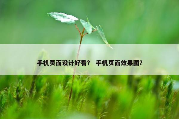 手机页面设计好看？ 手机页面效果图？