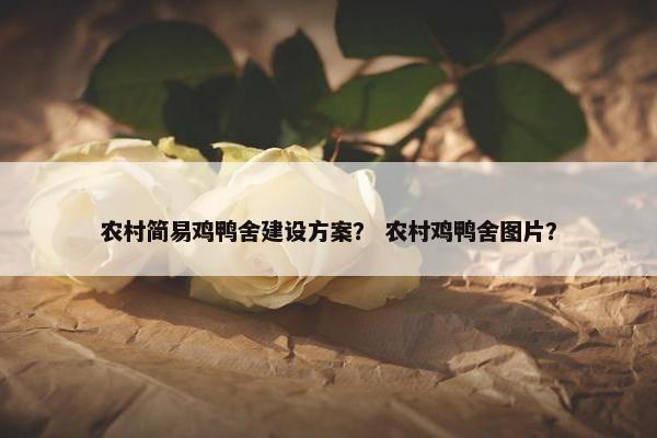 农村简易鸡鸭舍建设方案？ 农村鸡鸭舍图片？
