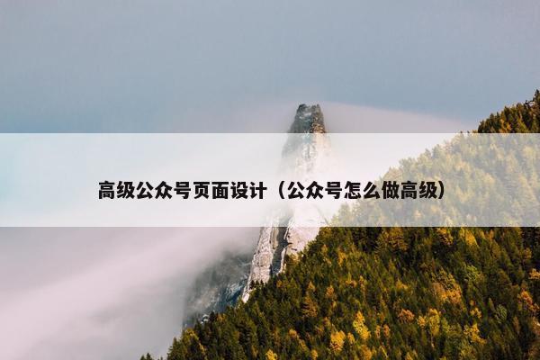 高级公众号页面设计（公众号怎么做高级）